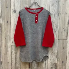 FilMelange フィルメランジェ 日本製 グレー × レッド リンガーネック ヘンリーネック コットン 7分袖 ロンT Tシャツ TEE メンズ 4 サイズのサムネイル