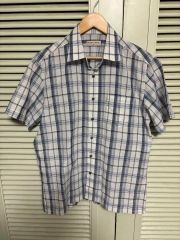 90s オールドバーバリー 半袖シャツ M チェック 開襟 ホースロゴ