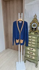 JUICY COUTURE ジューシークチュール XS 薄いカーディガン / ロゴ 金属 ボタン / デニム ネイビーのサムネイル