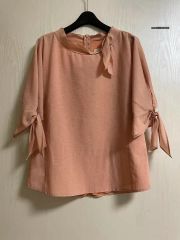 美品 neigh 半袖 カットソー オレンジ系 ストレッチ アシンメトリー 綿 