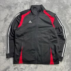 adidas ジップアップジャケット 赤黒 - メルカリ