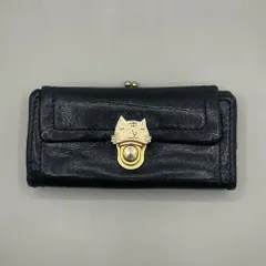良品　tsumori chisato CARRY　ツモリチサト　長財布　がま口　カリヤネコシリーズ　猫　レザー　黒　ブラックのサムネイル