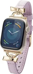 6515 エレコム Apple Watch バンド 41mm 40mm 38mm 可愛い &me レザー スリム リボン 【Apple Watch SE2 9 8 7 6 5 4 3 2 1 対応】 ラベンダー AW-41BDLRBJPU