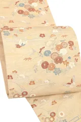 正絹創作袋帯 小袖箔全通 ≪御仕立て上がり・中古品≫ 「雲花御所解文」 流行り廃りない古典柄 フォーマルの帯姿にのサムネイル