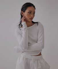 ALOYogaリブ編みアイボリー長袖トップス XXS - メルカリ