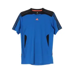 S アディダス climalite ブルー スポーツ機能性半袖Tシャツ