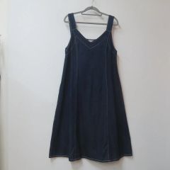 45R Badou-R本店インディゴ染め ノースリーブワンピース スカラップ裾 