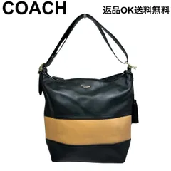 【返品OK】COACH コーチ レザー ショルダーバッグ バイカラー フリンジ  F21180 ブラック ベージュ【D425601021607フ2512】