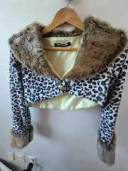 ヒョウ柄 姉ギャル ファー クロップド ジャケット 出品