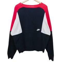 NIKE ナイキ スウェット トレーナー M メンズ ロゴ 刺繍 クルーネック バイカラー ネイビー レッド ホワイト 古着 スポーツミックス ストリート 人気デザイン ゆるだぼ ビッグシルエット 定番 カジュアル 秋冬 春服