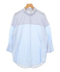 美品✨45R ヒッコリーストライプ ペプラム半袖ブラウス バックボタン 