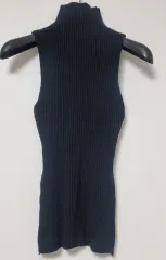 ゴージ ハイネック ノースリーブ ニット トップス ブラック 新品