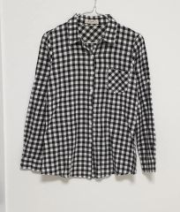 新品　小森縫製　日々　綿麻　ギンガムチェック　長袖ブラウス　サッカー生地 日々 小森縫製 綿麻 長袖 ブラウス サッカー生地 ギンガムチェック 白
