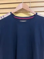 バーバリー ユニセックス ネイビー ラウンド半袖Tシャツ