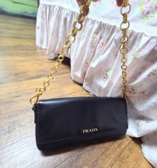 PRADA プラダ 2WAY チェーンショルダー 財布 ブラック サフィアーノ