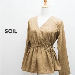 SOIL ソイル カシュクールブラウス ペプラム カーキ カーキグリーン フリーサイズ インドコットン レース刺繍 チェック柄 ドロスト ナチュラル ボヘミアン 大人カジュアル 羽織 春夏 きれいめカジュアルのサムネイル