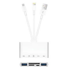 5in3 iPhone SDカードリーダー【MFi認証製品】Lightning/Type C/USB カメラカードリーダー USB/SD/TF変換アダプタ 急速充電 設定不要 OTG機能 USB3.0 双方向 高速転送 ハイレゾ音質/ビデオ/資料/写 ...