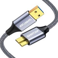 GHNTJAP USB 3.0 Micro B USB Cable, 0.5M, Type A Male to Micro Type B Male, 5Gbps High-Speed ​​Transfer, Compatible with External HDDs/SSDs, Hard Drives/HD Cameras, etc., Durable Nylon, 50CM