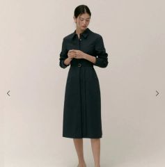 試着のみ】foufou グレーバイカラーギャザータックワンピース Sサイズ