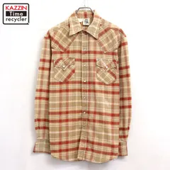 80s vintage KENNINGTON チェック柄 ウエスタン 長袖シャツ メンズ 表記Lサイズ