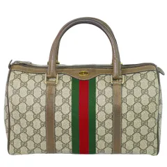 本物 グッチ GUCCI オールドグッチ シェリーライン GGスプリーム ミニ ボストンバッグ ハンドバッグ ベージュ Shelly Line バッグ 中古・