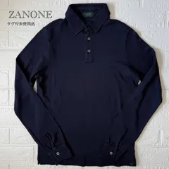 ZANONE〈タグ付未使用品〉スーピマコットン 長袖ポロシャツ  ネイビー　サイズ42 (XS相当) イタリア製 / ザノーネのサムネイル