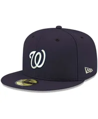 ニューエラ メンズ アクセサリー 帽子 ロゴ New Era Mens Navy Washingtonationals Logo White 59FIFTY Fitted Hat Navy ネイビー