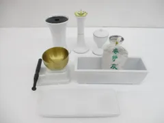 創価学会 仏具 ピース 7点セット ホワイト 花立 火立 角香炉 仏器 茶器