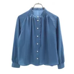 BLUE LABEL CRESTBRIDGE ブルーレーベルクレストブリッジ 長袖 バンドカラーシャツ 36 青紺系 ブラウス レディース 古着