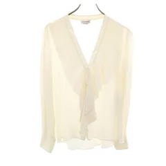 Alexander McQueen アレキサンダーマックイーン イタリア製 シルク 長袖 Vネック カーディガン 44 アイボリー レディース 古着のサムネイル