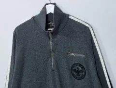 実寸 オーバーサイズ XL) POLO RALPH LAUREN(ポロラルフローレン) グレー ハーフジップ スウェット