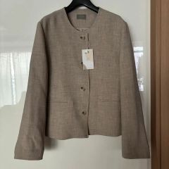 タグ付き】NOBLE リネンライク ノーカラージャケット オフィス