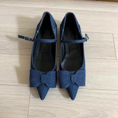 希少 ミュウミュウ MIU MIU デニム バレエシューズ リボン - メルカリ