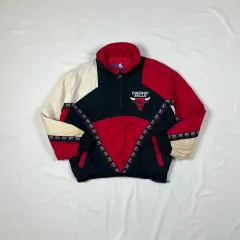 90s プロプレイヤー NBA シカゴ・ブルズ チーム ビックロゴ プルオーバー ジャケット