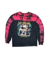 100 デフレパード ロックバンド タイダイ 2017 ロングスリーブ プリンティング Tシャツ