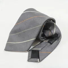 dunhill ダンヒル イタリア製 シルクネクタイ グレー系 ロゴ柄 ストライプ 大剣幅8.5cm メンズ