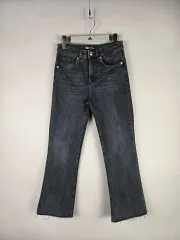 ZARA USA4 レディース ハイウエスト カッティング ブーツカット デニム ブラックデニム