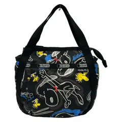 LESPORTSAC(レスポートサック) ハンドバッグ - 黒×マルチ 2way/スヌーピー/PEANUTSコラボ
