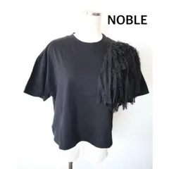 NOBLE　ノーブル　フラワーコサージュTシャツ　2024年製　日本製　15,400円　フリー　ブラック　黒　カジュアル　コットン　半袖　春夏　送料込み   6466664のサムネイル