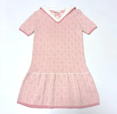 値下げ！早い者勝ち！GUCCI グッチ キッズ GGモノグラム ニットワンピース ピンク 8才/130㎝ 女の子 セーラー フォーマル　2A48のサムネイル