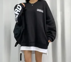 オーバーサイズ 起毛 レイヤード スウェット XL (新品)