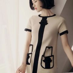 MOSCHINO モスキーノ 騙し絵 バイカラー 半袖 ワンピース - メルカリ