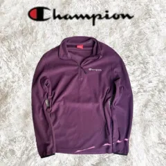 ヴィンテージ Champion ロゴ フリース PURPLE パープル ハーフジップ
