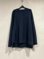 美品 マーガレットハウエル リネン ケーブル サマー ニット ネイビー