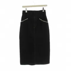 プロポーション ボディドレッシング PROPORTION BODY DRESSING 23AW デニムスカート M 黒 パール装飾 膝下丈 タイトシルエット /JP