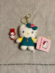 グリーン ハローキティ キーホルダー (マイメロディ フィギュア おまけ付き)