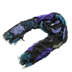 イッセイミヤケ ISSEY MIYAKE ストール スカーフ 薄手 絹 シルク混 プリーツ 総柄 フリンジ マルチカラー /XZ ■GY18のサムネイル