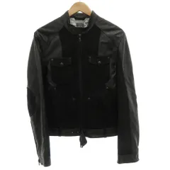 アルマーニエクスチェンジ A/X ARMANI EXCHANGE シングルライダースジャケット ジップアップ レザー 裏地キルティング 袖ジップ S 黒 ブラック /GV ■GY50のサムネイル