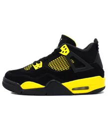 ナイキ NIKE 【 GS AIR JORDAN 4 RETRO BLACK WHITE TOUR YELLOW 408452 017 】 エア ジョーダン 4 サンダー スニーカー f30772のサムネイル