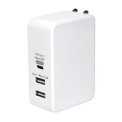 USB PD対応 61W USB-ACアダプタ 3ポートタイプ IPA-C05 白 ホワイト